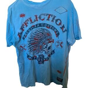 Affliction Mens Shirt American customs Indian head headress distressed graphic L